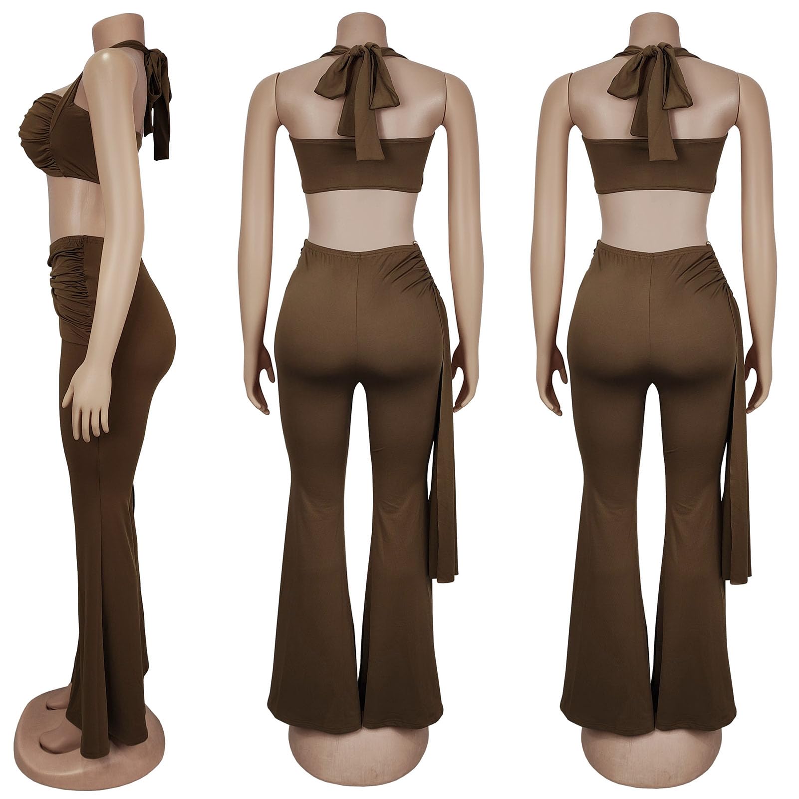Women's Two Piece Outfits Crop Top and Flare Pants Set Club Going Out | Crop Top, Flare Pants Set, Going Out Sets, Two Piece Sets for Women Going Out, Two Piece Concert Outfits, Sexy Club Outfits