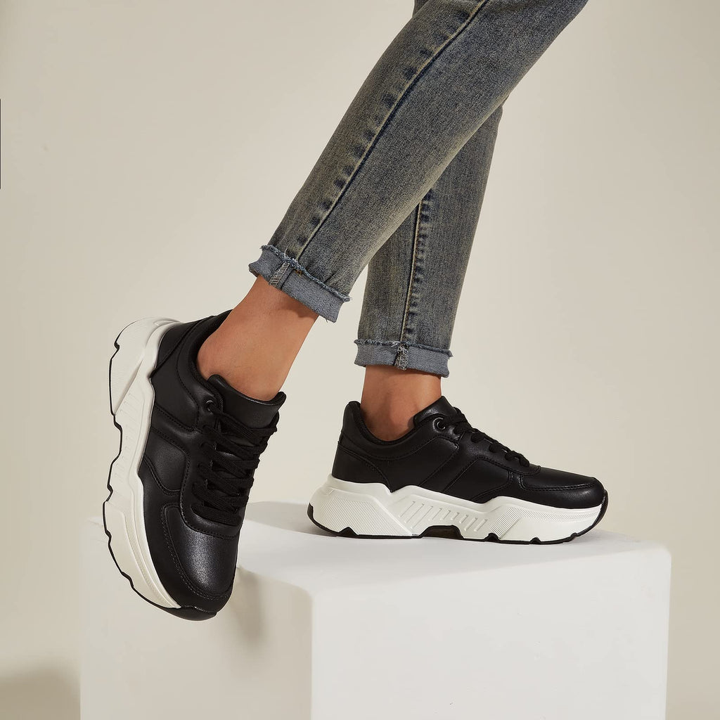 BELOS Women Platform Chunky Sneakers Fashion Dad Sneakers | Casual Lace Up Comfortable Lightweigt Walking Shoes