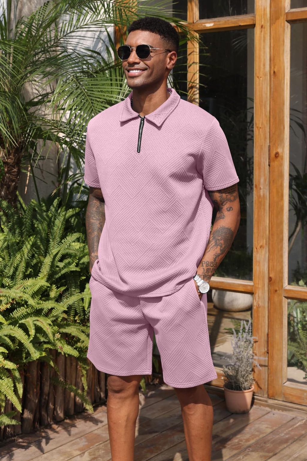 Aulemen Mens 2 Piece Zip Tracksuit Short Sleeve Set Summer Outfits for Men | Polo Shirt and Shorts Sets Activewear Short Set