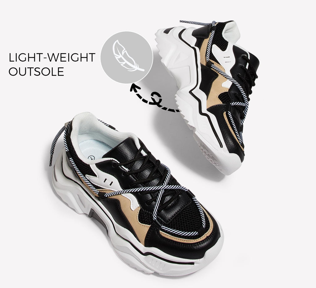 LUCKY STEP Women's Platform Fashion Chunky Dad Sneakers | Colorful | Retro Colorblock | Stylish Cute | Lace-Up Walking Shoes | Anti-Slip