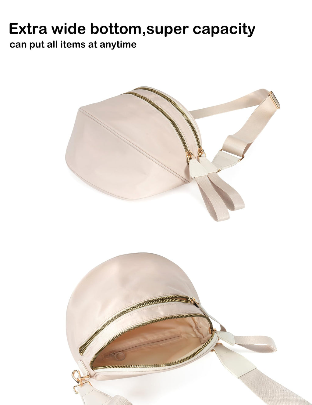 FEIBOON Spacious Nylon Crossbody Bag Bum Bag Handbags Wallets Purses Trendy Shoulder Bag for Women