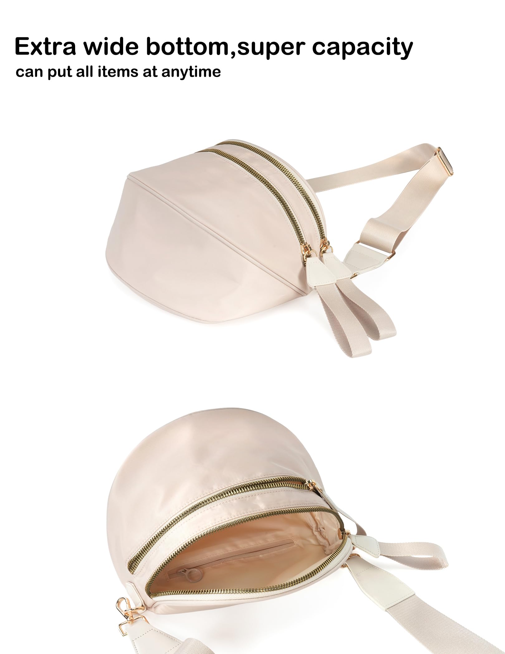 FEIBOON Spacious Nylon Crossbody Bag Bum Bag Handbags Wallets Purses Trendy Shoulder Bag for Women