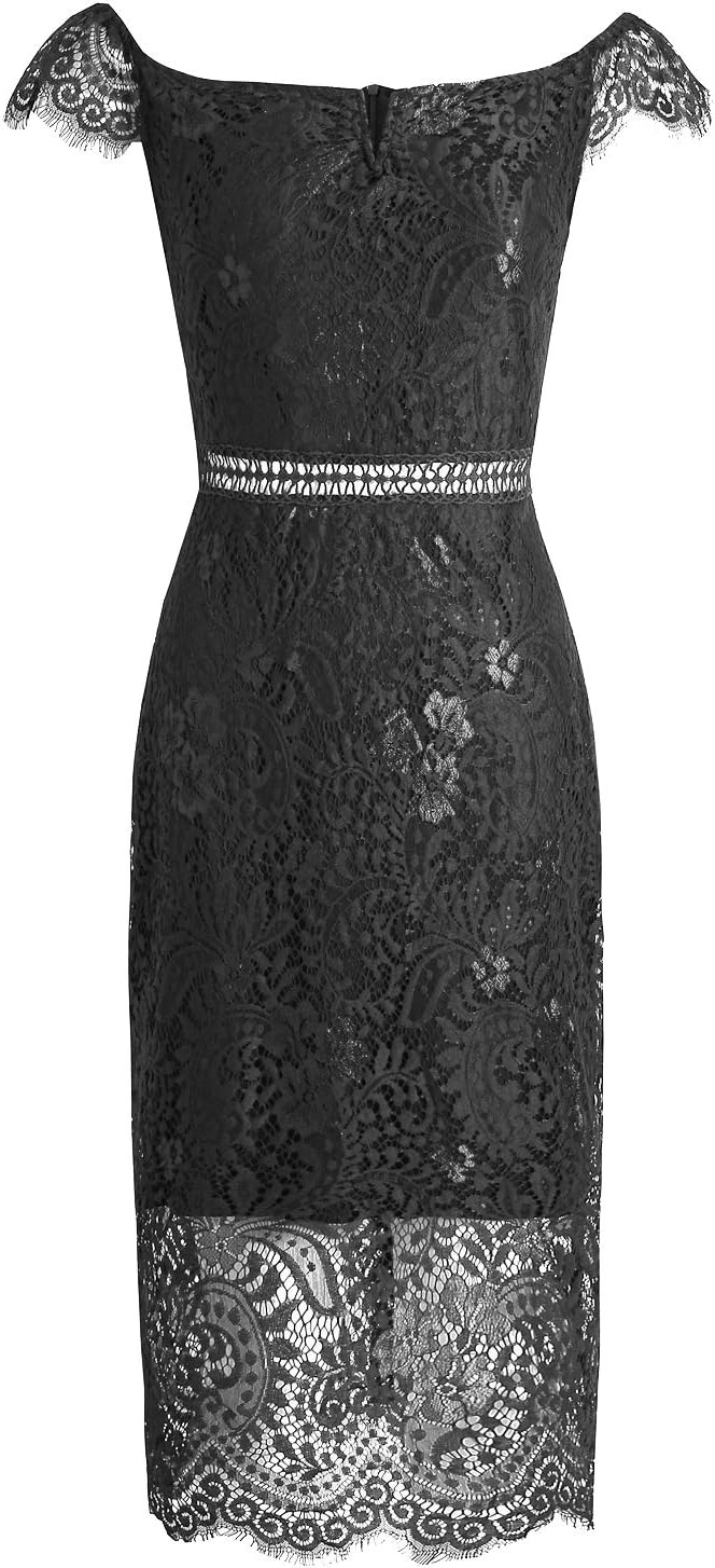 Women's Elegant Short Sleeve Floral Lace Bodycon Cocktail Lace Dress