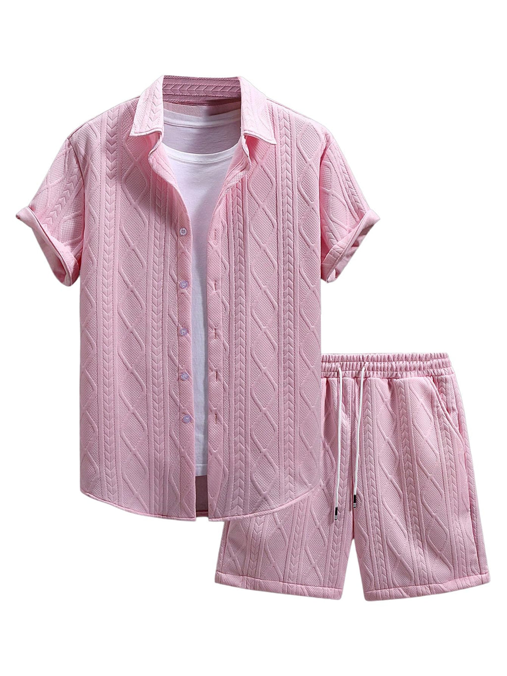 GORGLITTER Men's Vacation Summer Cruise Outfits 2 Piece Linen Shorts Sets | Beach All White Outfits, Short Sleeve Button Up Shirt, Matching Sets Clothing, Old Money Clothes