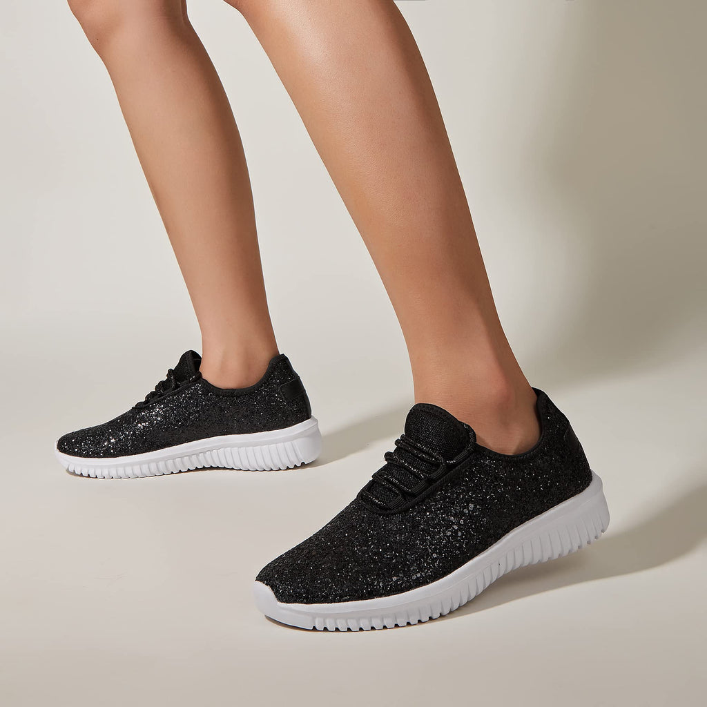 K KIP WOK Fashion Glitter Sneakers for Womens Silp On Running Shoes Lightweigt Tennis Walking Sneakers
