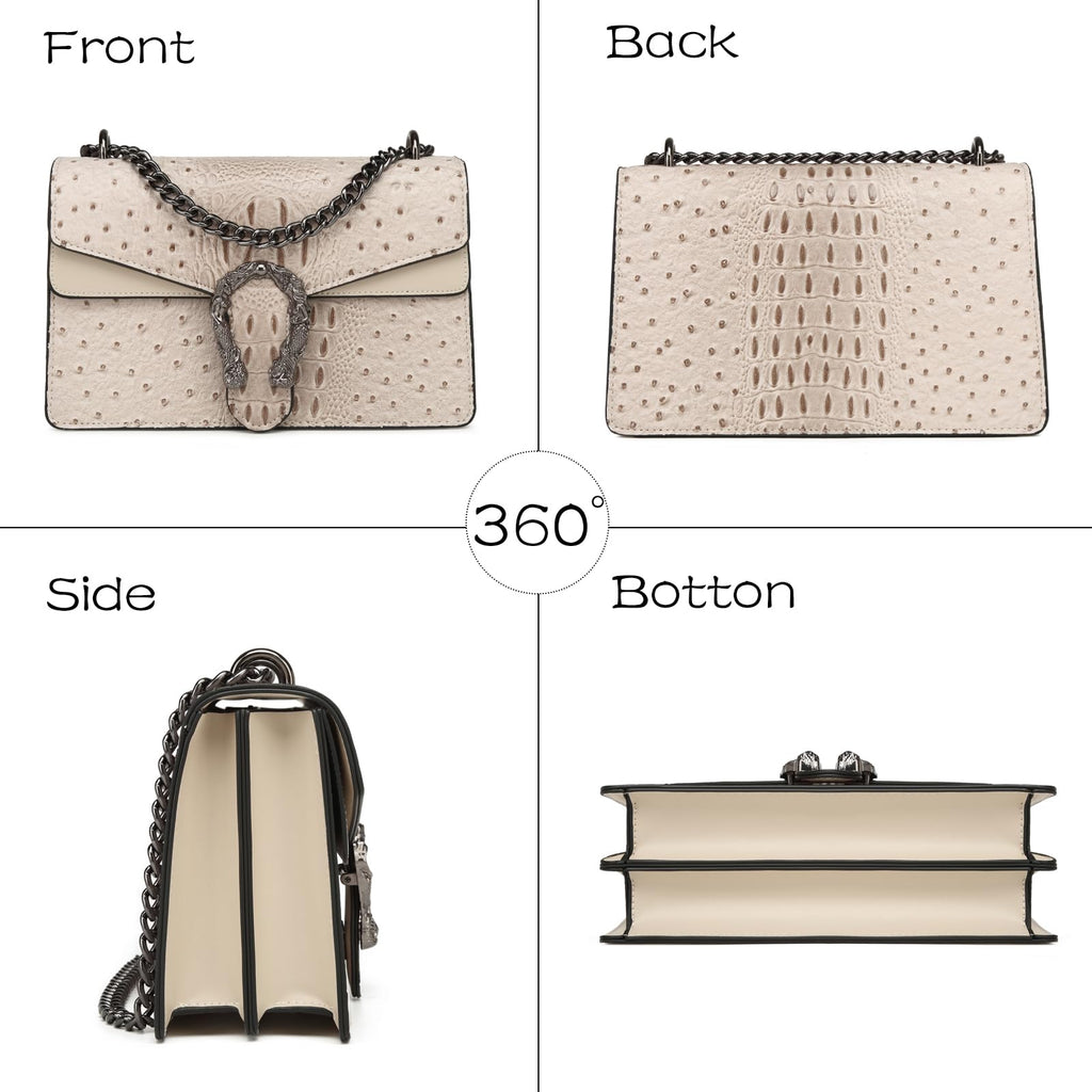 MYHOZEE Crossbody Bags for Women - Snake Printed Clutch Purses Leather Chain Shoulder Bags Evening Handbags