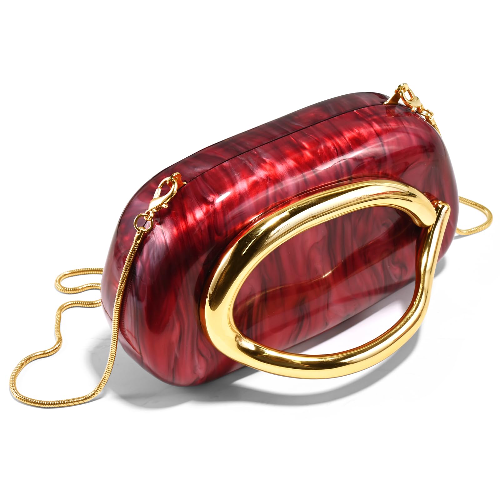 Clutch Purses for Women Formal, PU Leather/Marble Acrylic Evening Bags with Chain, Trendy Metal Handle Purses 2025