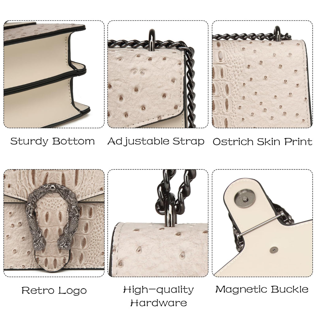 MYHOZEE Crossbody Bags for Women - Snake Printed Clutch Purses Leather Chain Shoulder Bags Evening Handbags
