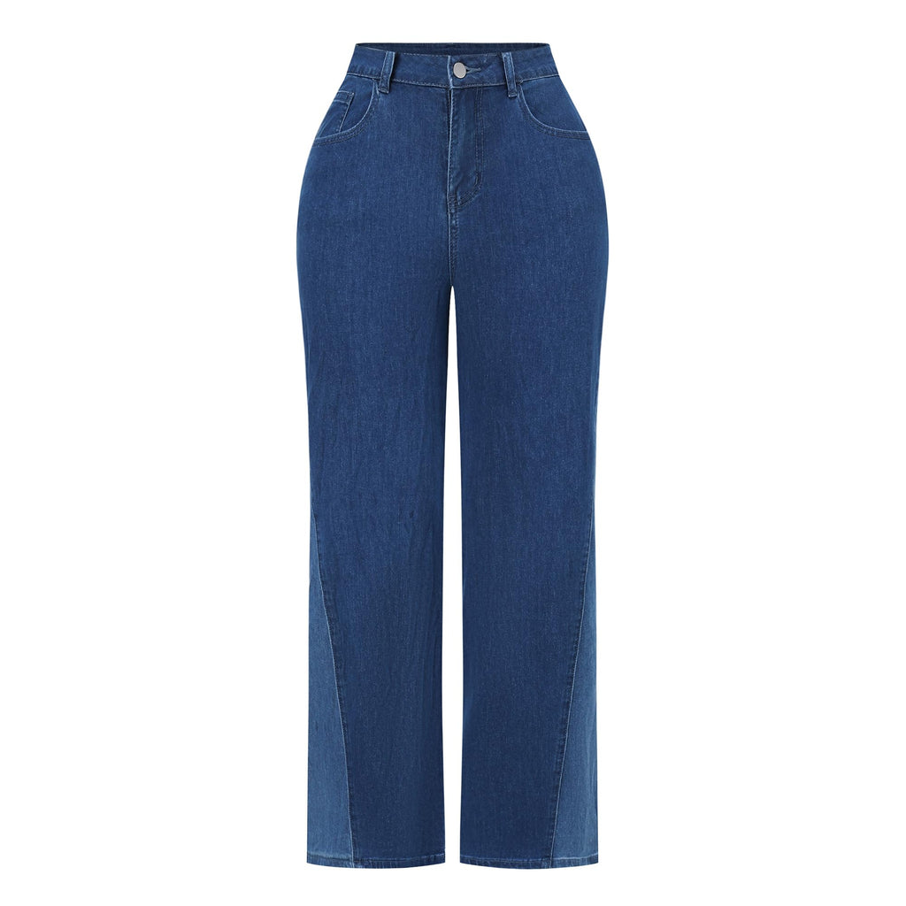 THUNDER STAR Womens High Waisted Wide Leg Jeans Stretchy Distressed Denim Pants