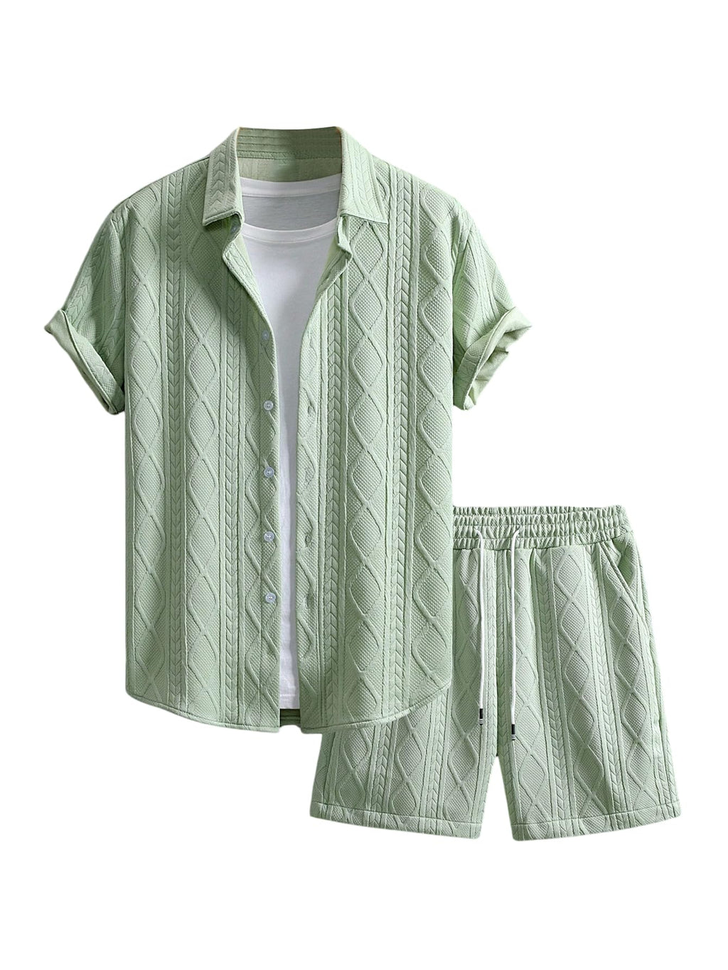 GORGLITTER Men's Vacation Summer Cruise Outfits 2 Piece Linen Shorts Sets | Beach All White Outfits, Short Sleeve Button Up Shirt, Matching Sets Clothing, Old Money Clothes