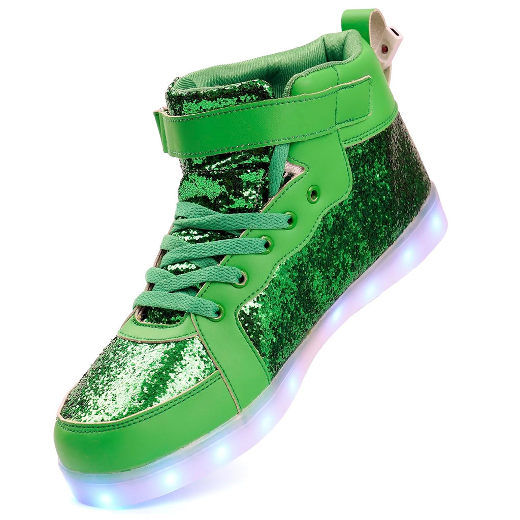 Glitter Led Shoes Light Up Shoes High Top Sneakers for Women Men Flashing Dancing Shoes for Halloween Christmas Party with USB Charging