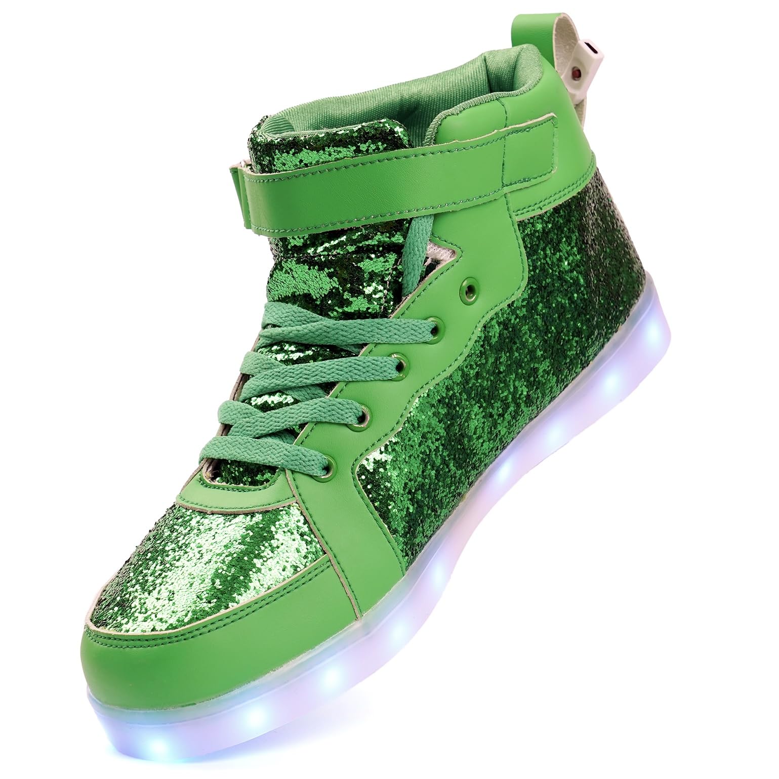 Glitter Led Shoes Light Up Shoes High Top Sneakers for Women Men Flashing Dancing Shoes for Halloween Christmas Party with USB Charging