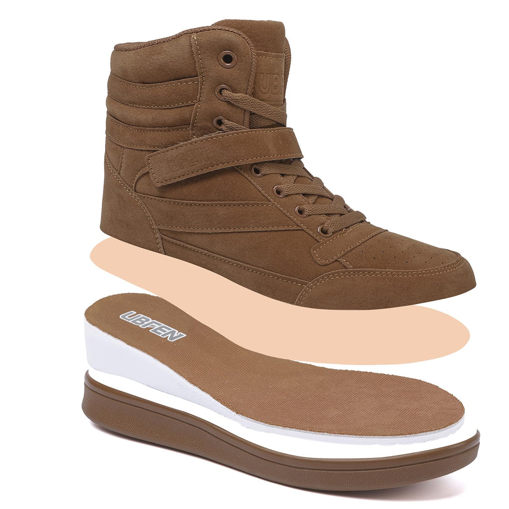 UBFEN Womens High Top Sneakers with Hidden Wedge Heel Ankle Support Boots | 2 Inch Height Increase, Retro Style, Comfortable, Platform, Suitable For Commuting, Shopping, Travel, Casual, Daily Wear