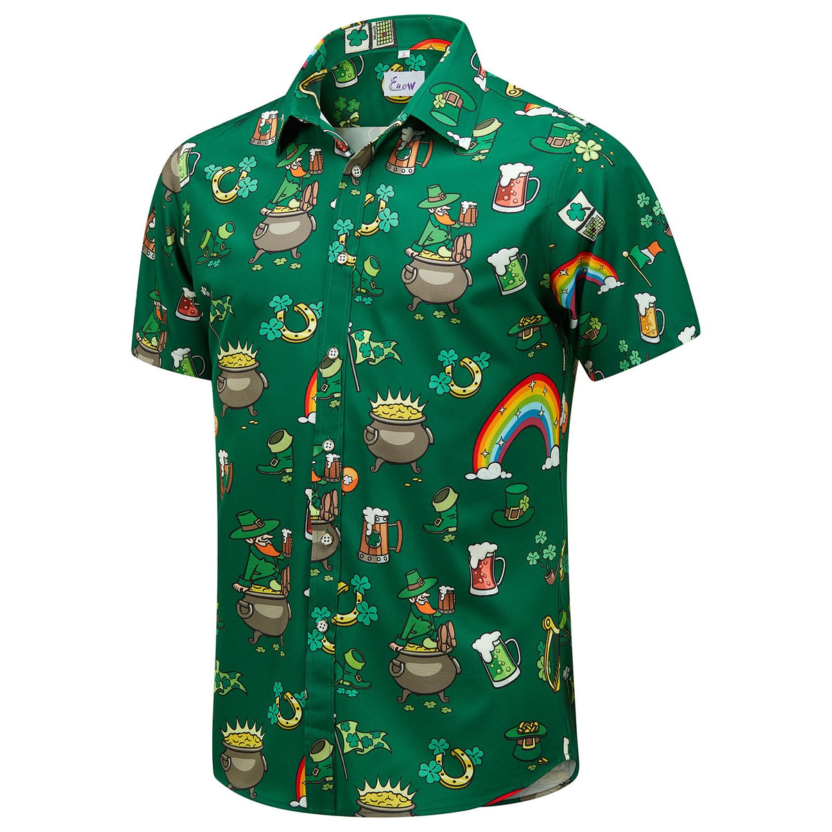 EUOW Men's Hawaiian Shirt Short Sleeve Printed Button Down Beach Shirts