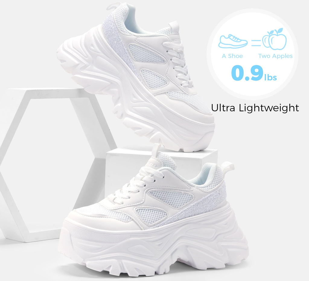 LUCKY STEP Women's Rhinestone Chunky Sneakers Breathable | Lightweight Running Non Slip Breathable Chunky