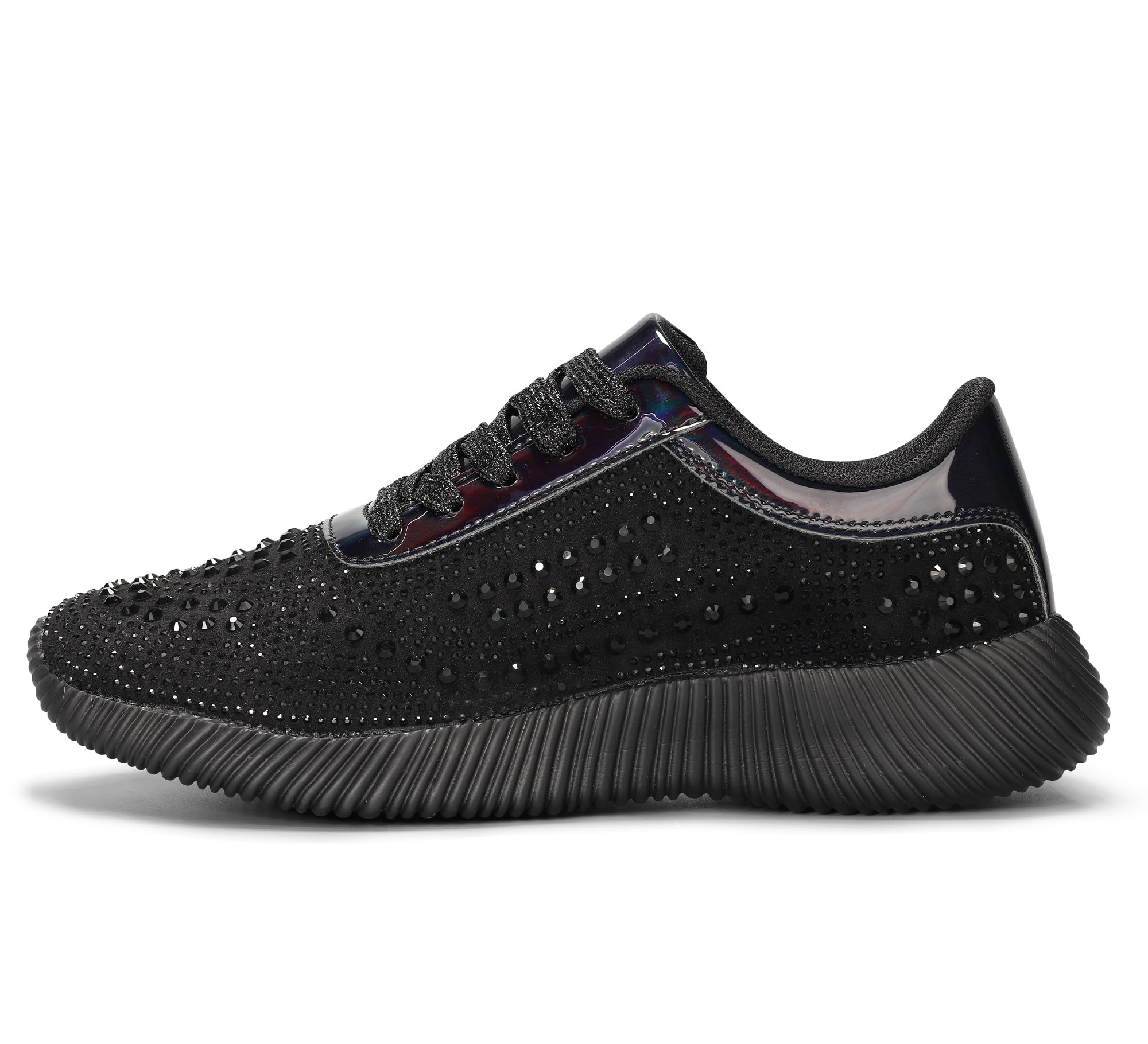 BELOS Women Glitter Sparkly Fashion Sneakers | Lightweight Metallic Sequins Tennis Shoes Casual Retro Braided Walking Shoes