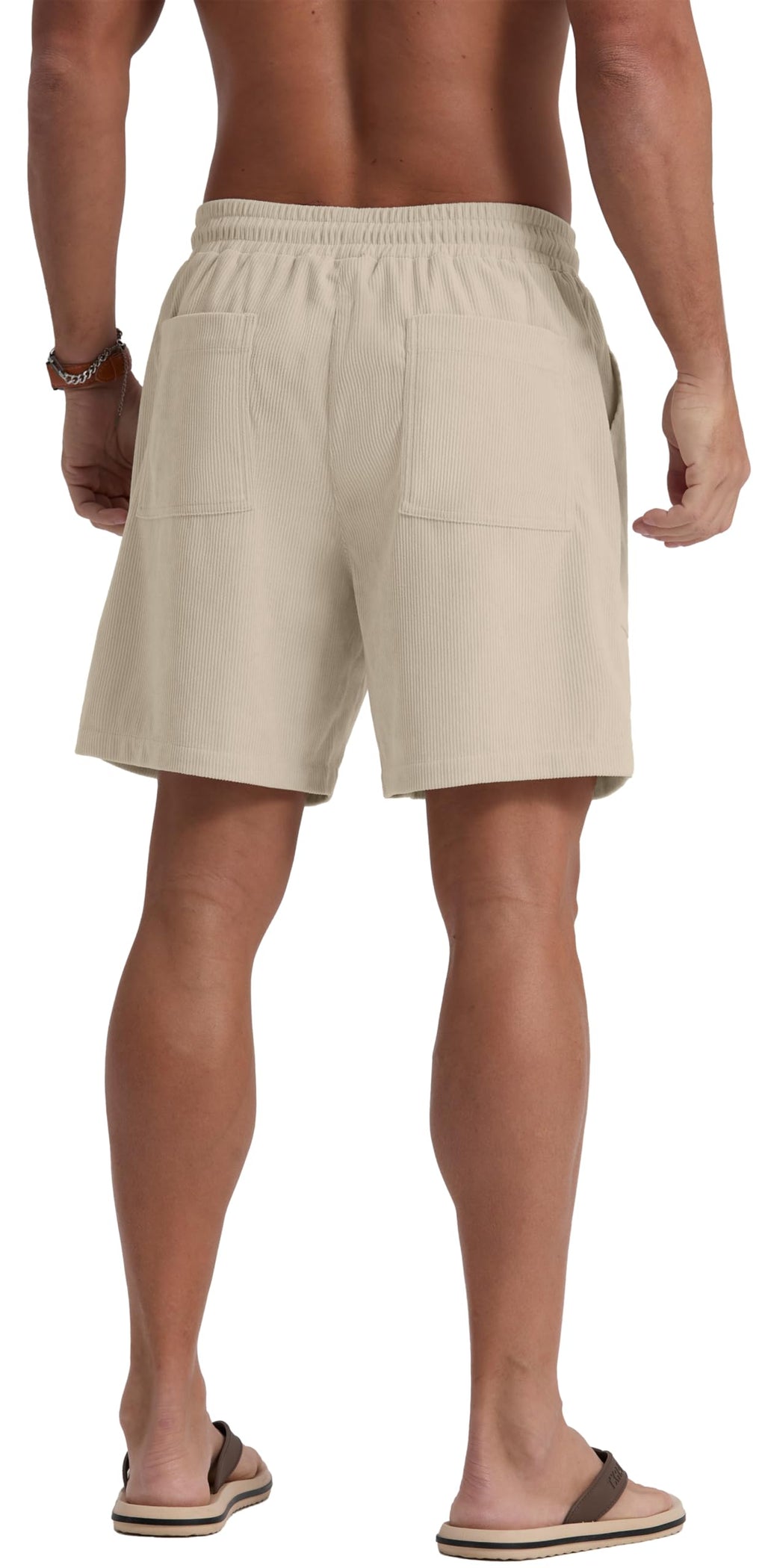 Sailwind Men's Casual Corduroy Shorts Lightweight Elastic Waist Drawstring Summer Beach Shorts