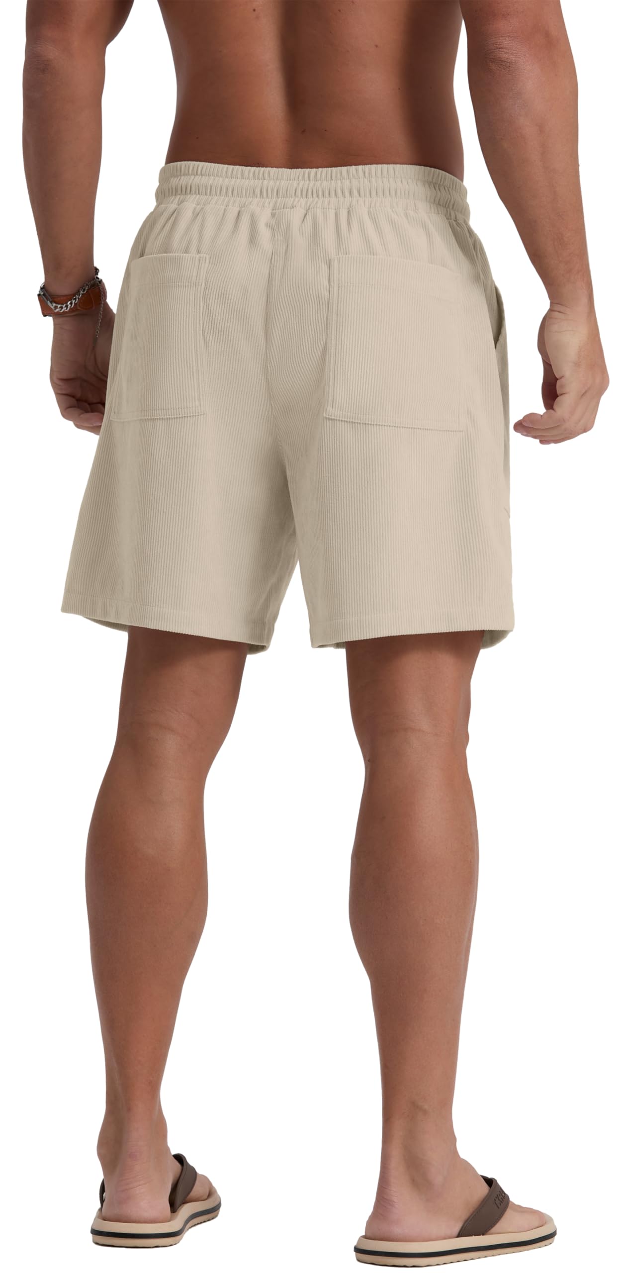 Sailwind Men's Casual Corduroy Shorts Lightweight Elastic Waist Drawstring Summer Beach Shorts