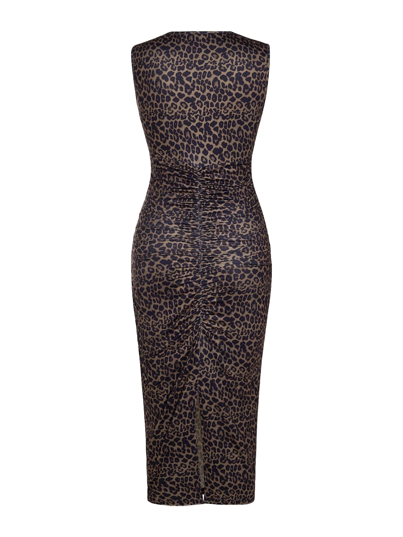 GORGLITTER Women's Leopard Cheetah Animal Print Lace Sexy Birthday Dresses | Bodycon Midi Dress, Y2K Rave Style, Date Night Going Out Dresses, Brunch Outfits, Club Dinner Outfit