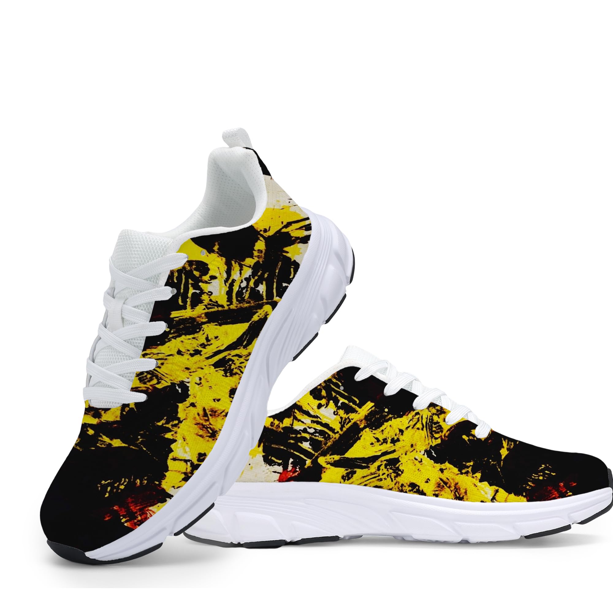 Women's Fashion Sneakers - Comfortable Breathable Mesh Platform Casual Walking Shoes for Everyday Wear, White Sole, All-Day Support