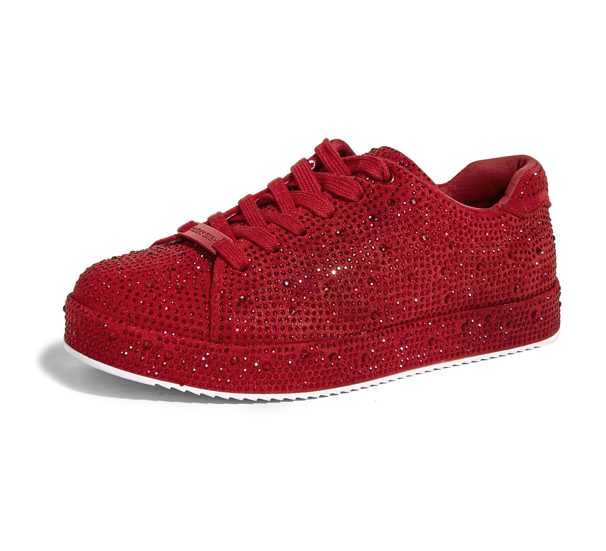 LUCKY STEP Women's Platform Rhinestone Sneakers | Sparkly Fashion Glitter Material|Sparkle Bling Bedazzled|Wedding Bridal Shiny Shoes