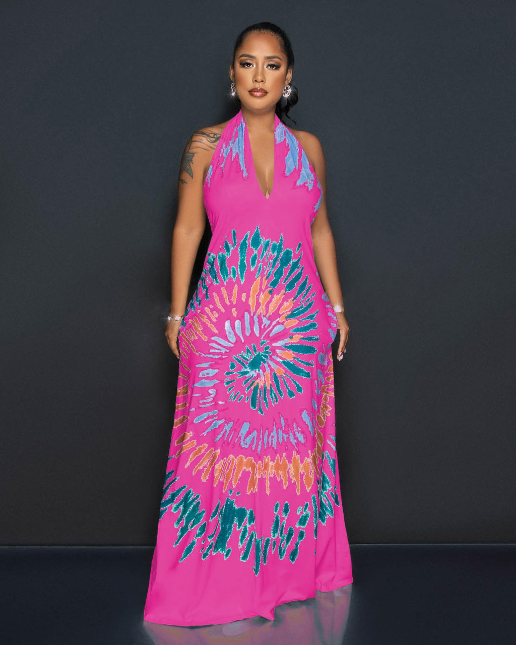 Womens Sexy Summer Dresses Halter Neck Plus Size Long Maxi Dress Casual Floral Beach Sun Dresses with Pockets