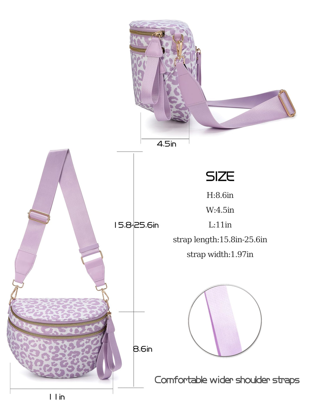 FEIBOON Spacious Nylon Crossbody Bag Bum Bag Handbags Wallets Purses Trendy Shoulder Bag for Women