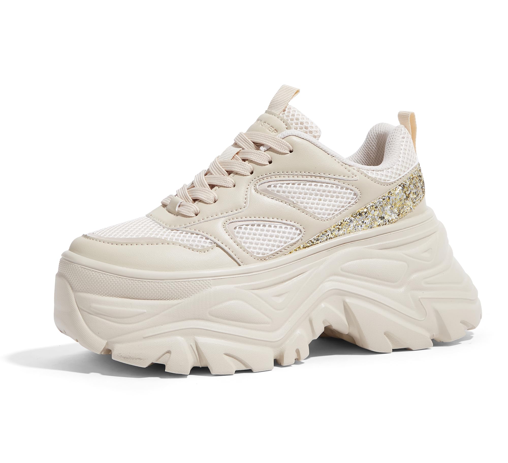 LUCKY STEP Women's Rhinestone Chunky Sneakers Breathable | Lightweight Running Non Slip Breathable Chunky