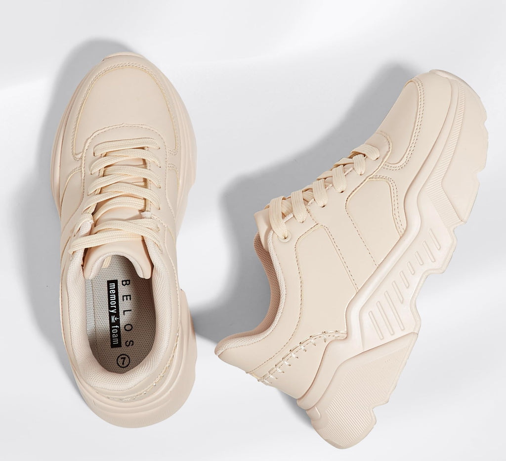 BELOS Women Platform Chunky Sneakers Fashion Dad Sneakers | Casual Lace Up Comfortable Lightweigt Walking Shoes