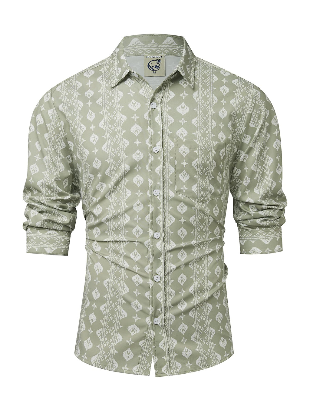 Hardaddy Men's Tropical Floral Button Down Long Sleeve Hawaiian Shirt Flower Printed Beach Shirts