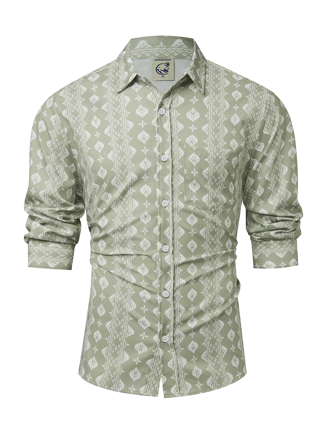 Hardaddy Men's Tropical Floral Button Down Long Sleeve Hawaiian Shirt Flower Printed Beach Shirts