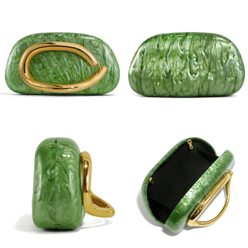 Clutch Purses for Women Formal, PU Leather/Marble Acrylic Evening Bags with Chain, Trendy Metal Handle Purses 2025