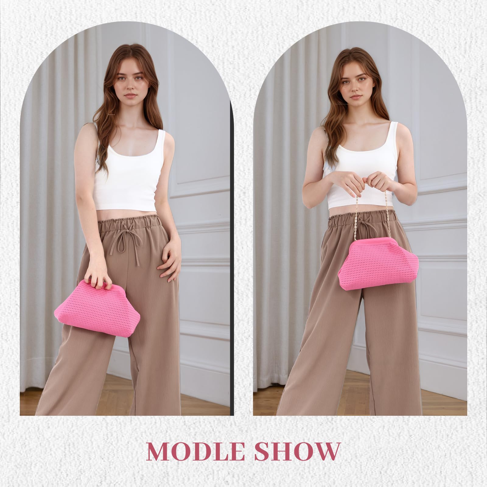 KUANG! Dumpling Clutch Bag for Women Crochet Woven Bags Summer Beach Clutch Crossbody Chain Purses Cloud Handbag