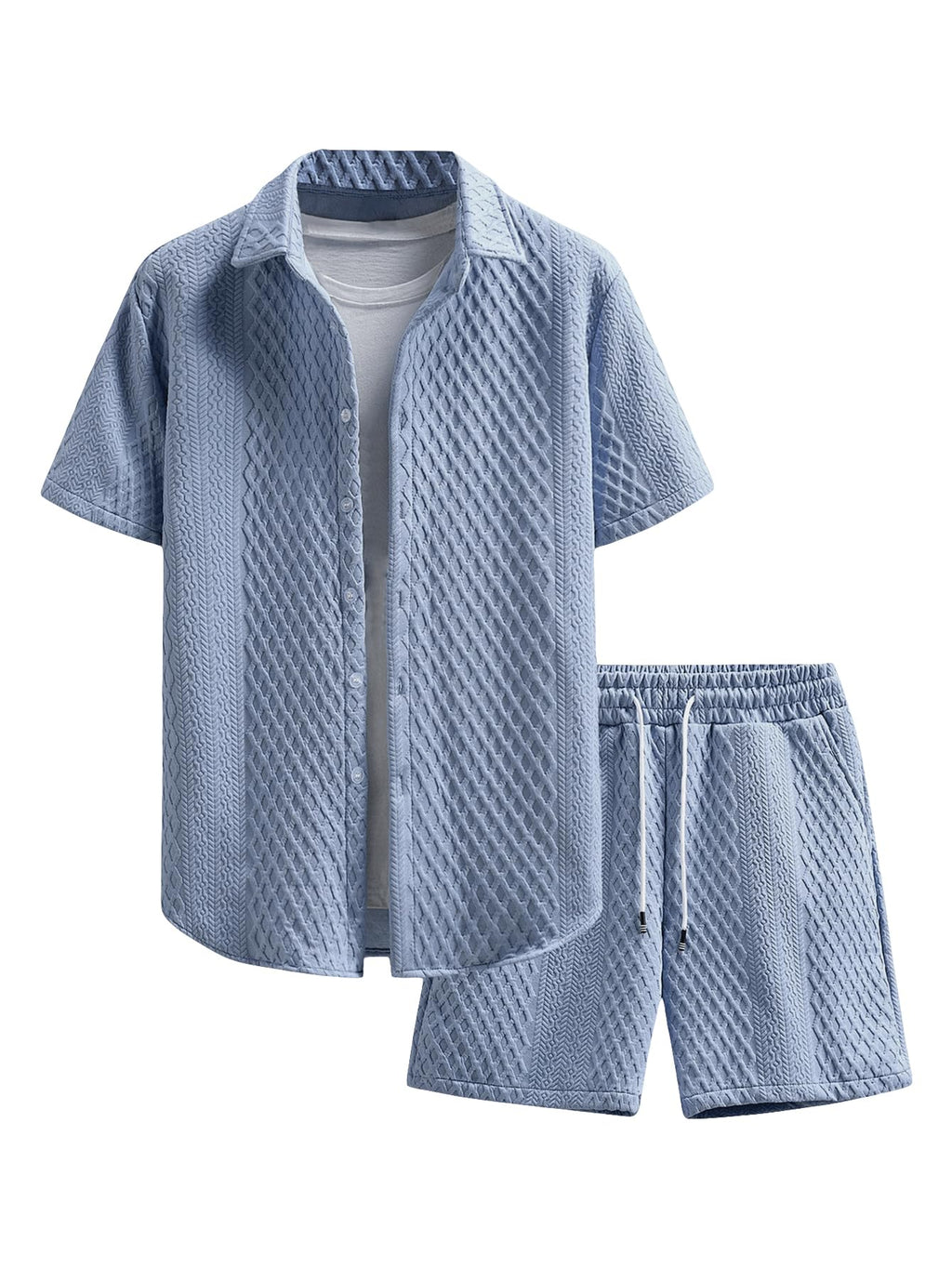 GORGLITTER Men's Vacation Summer Cruise Outfits 2 Piece Linen Shorts Sets | Beach All White Outfits, Short Sleeve Button Up Shirt, Matching Sets Clothing, Old Money Clothes