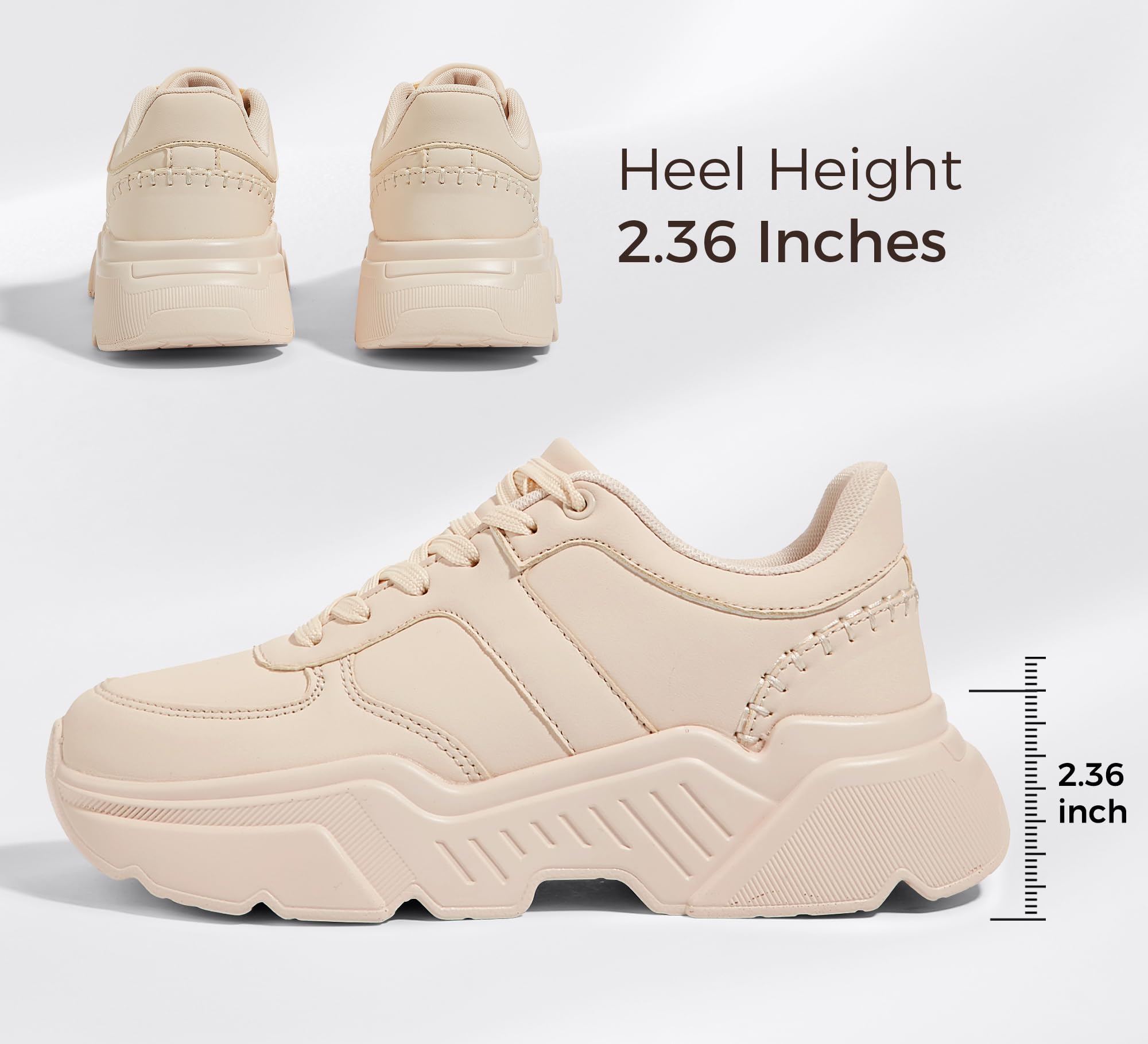 BELOS Women Platform Chunky Sneakers Fashion Dad Sneakers | Casual Lace Up Comfortable Lightweigt Walking Shoes