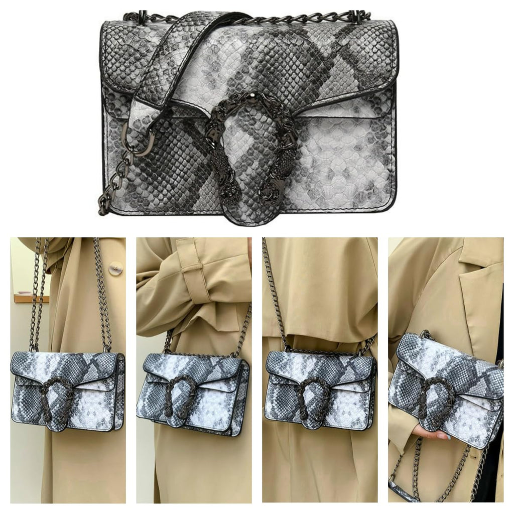 Women Synthetic Leather Crossbody Purse Bags,Fashion Snake Printed Leather Shoulder Bags,Small Clutch Bags
