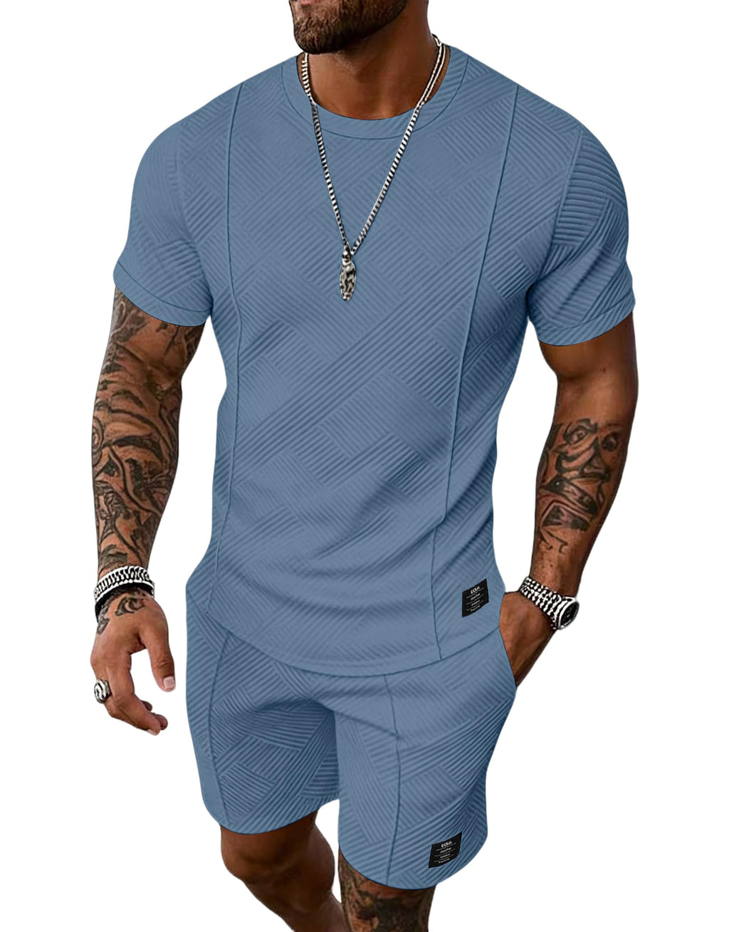 UOUA Men's Shorts Set 2 Piece Summer Outfits Casual Vacation Tracksuits