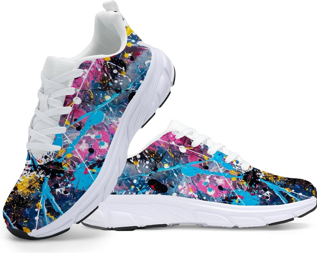 Women's Fashion Sneakers - Comfortable Breathable Mesh Platform Casual Walking Shoes for Everyday Wear, White Sole, All-Day Support