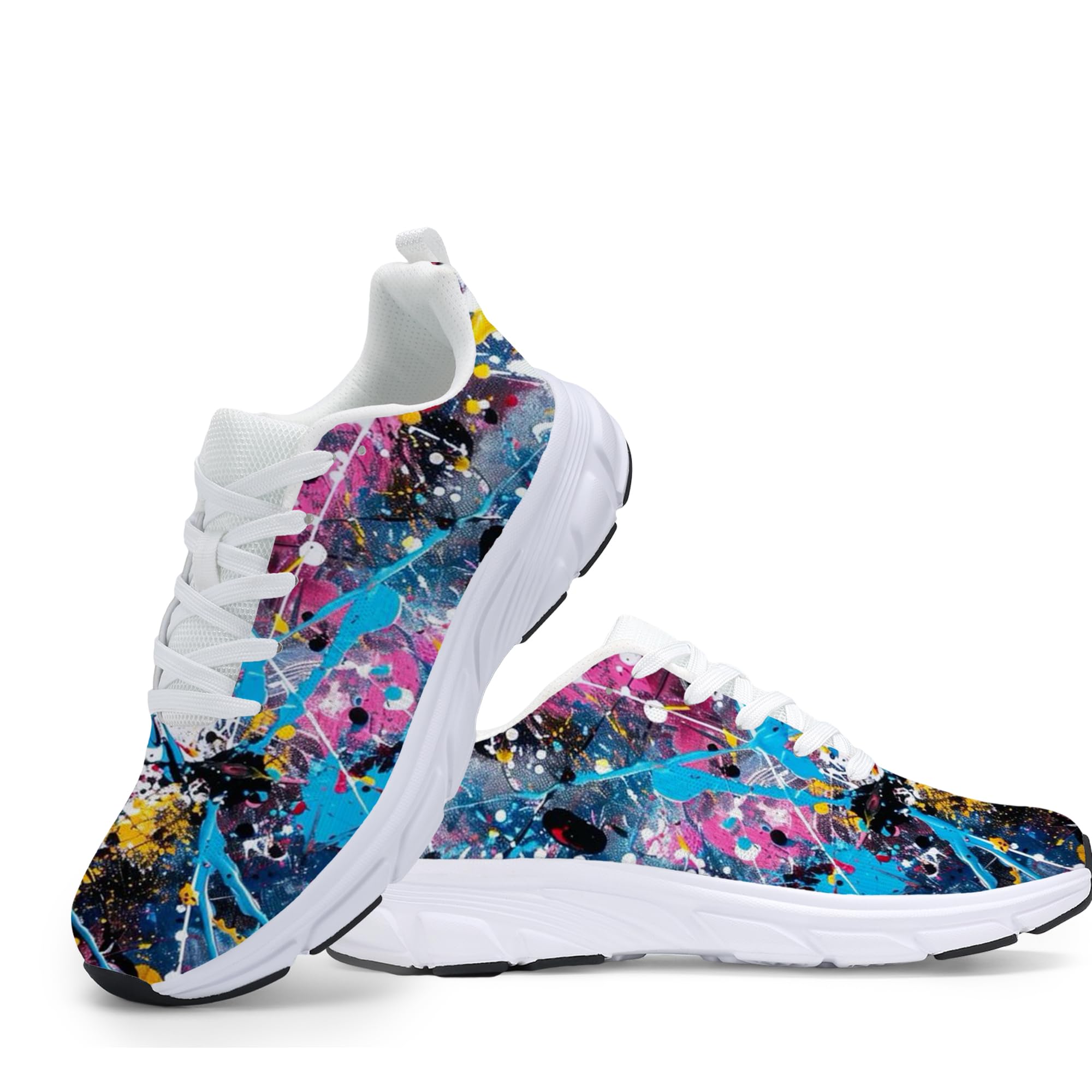 Women's Fashion Sneakers - Comfortable Breathable Mesh Platform Casual Walking Shoes for Everyday Wear, White Sole, All-Day Support