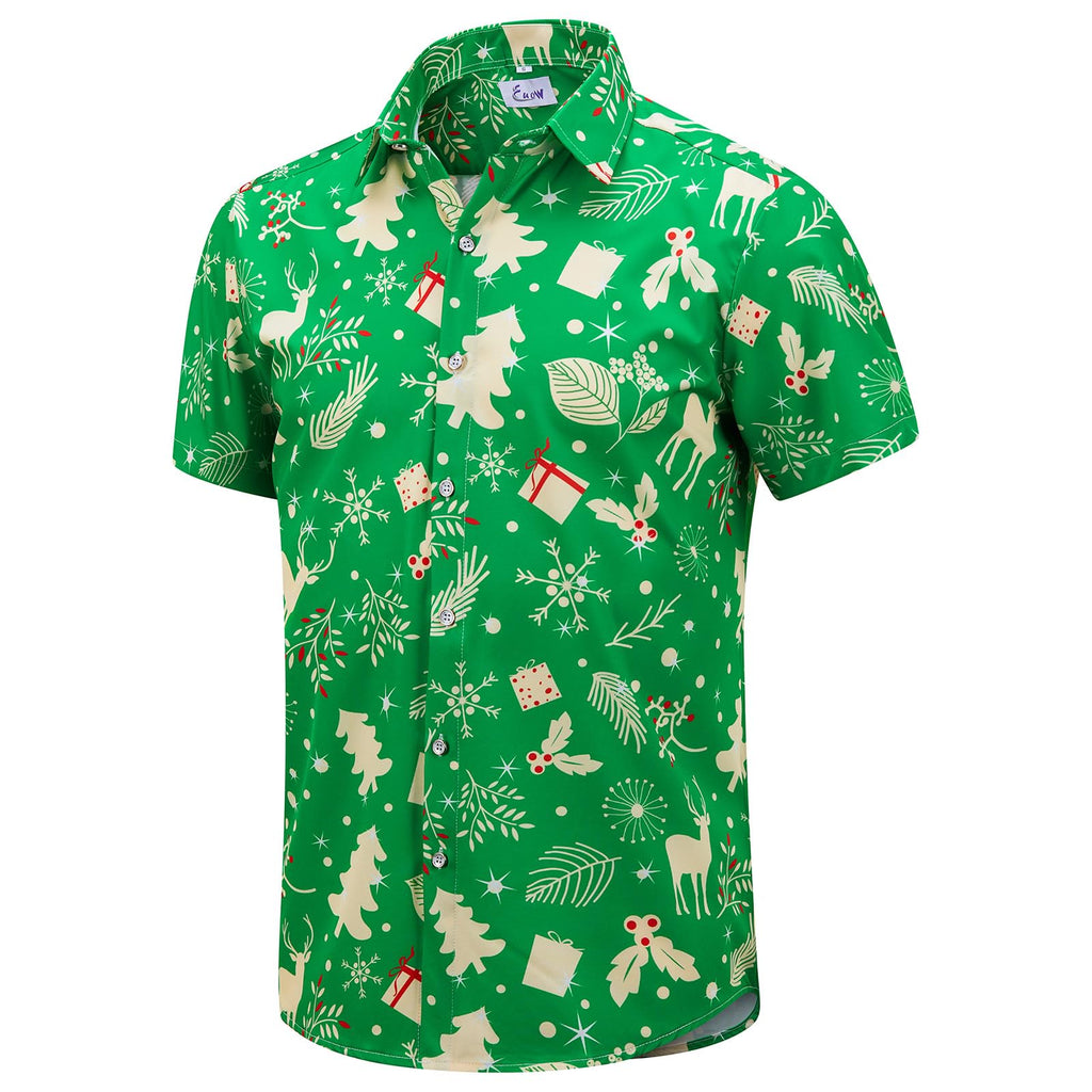 EUOW Men's Hawaiian Shirt Short Sleeve Printed Button Down Beach Shirts