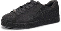 LUCKY STEP Women's Platform Rhinestone Sneakers | Sparkly Fashion Glitter Material|Sparkle Bling Bedazzled|Wedding Bridal Shiny Shoes