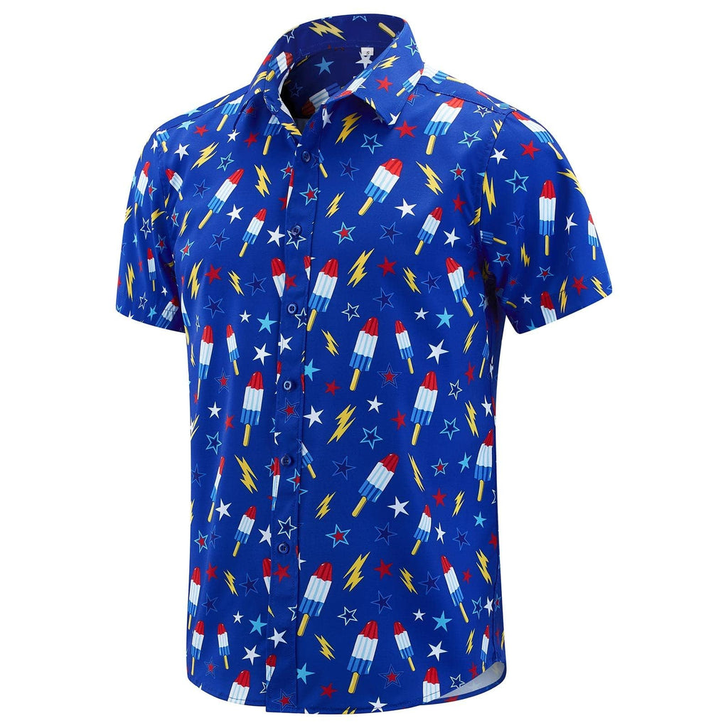 EUOW Men's Hawaiian Shirt Short Sleeve Printed Button Down Beach Shirts