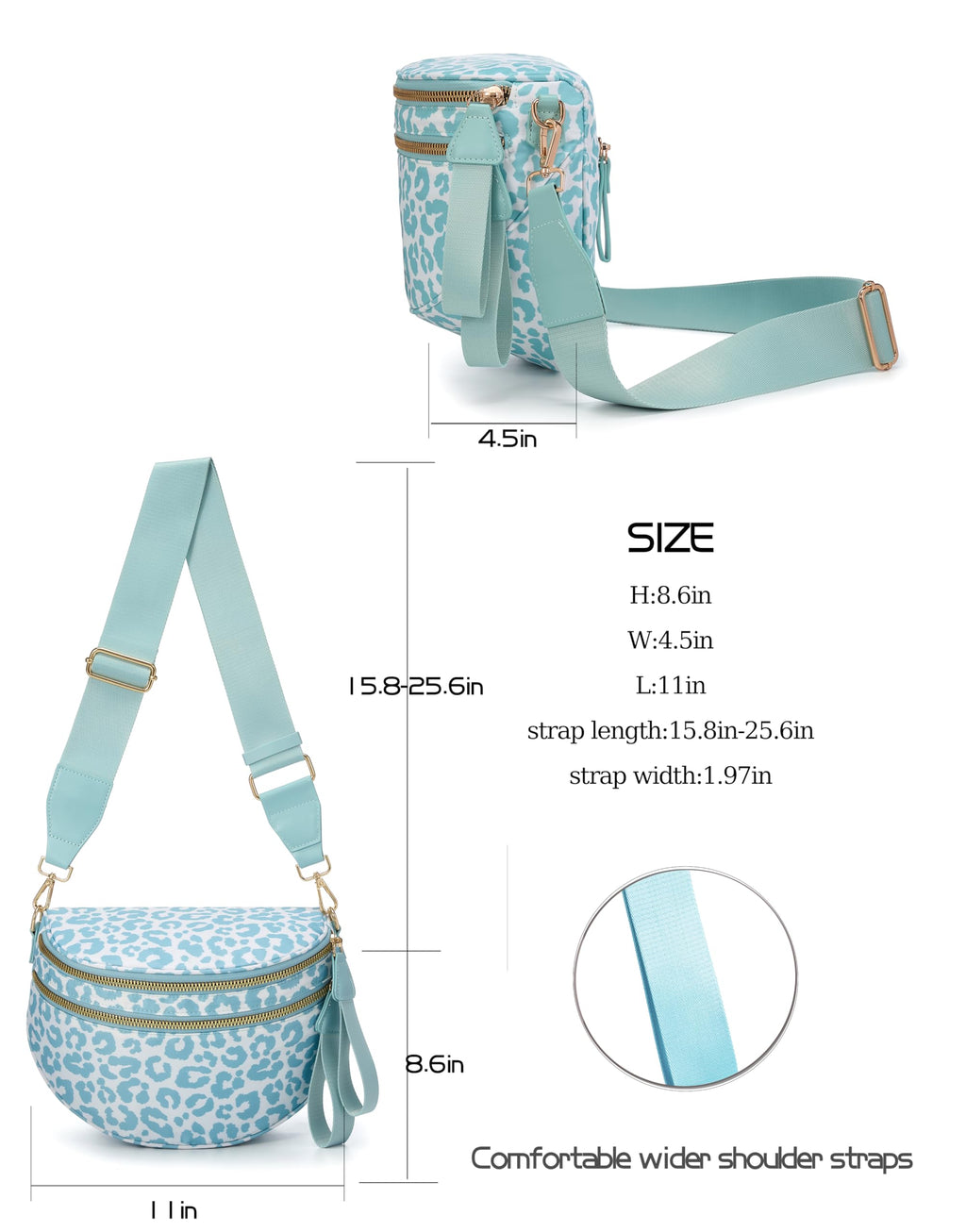 FEIBOON Spacious Nylon Crossbody Bag Bum Bag Handbags Wallets Purses Trendy Shoulder Bag for Women