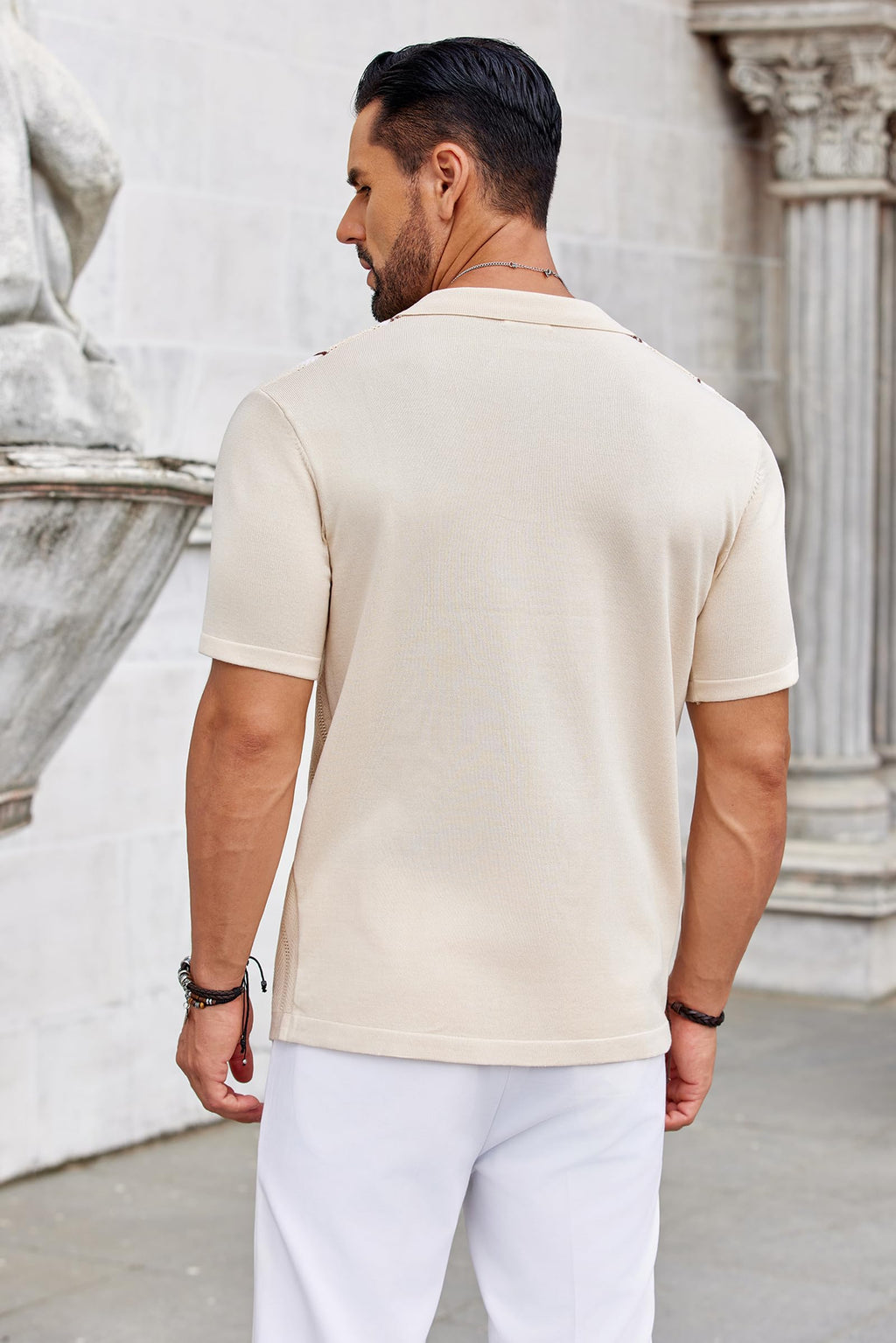 COOFANDY Knit Shirts for Men Casual Short Sleeve Button Down Shirts Summer Beach Stretch Fit Collared Shirts