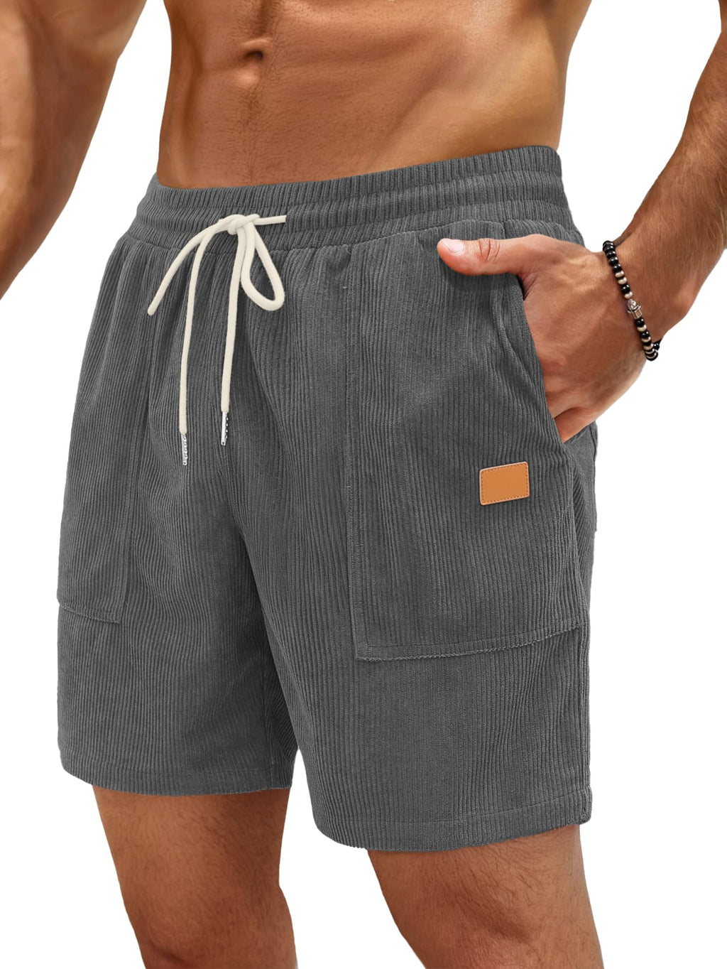 Sailwind Men's Casual Corduroy Shorts Lightweight Elastic Waist Drawstring Summer Beach Shorts