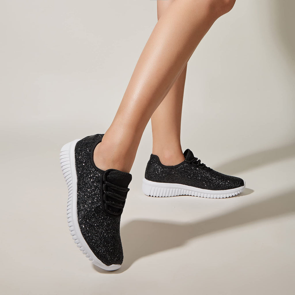 K KIP WOK Fashion Glitter Sneakers for Womens Silp On Running Shoes Lightweigt Tennis Walking Sneakers