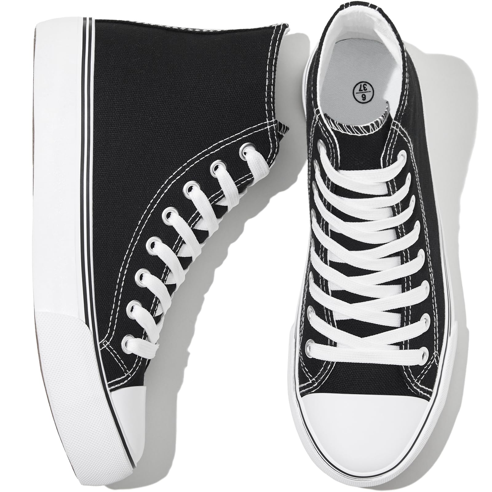 kufeiti Women's High Top Canvas Sneakers Casual Walking Shoes | embroidered,breathable canvas upper,lace up high top,non slip,easy match