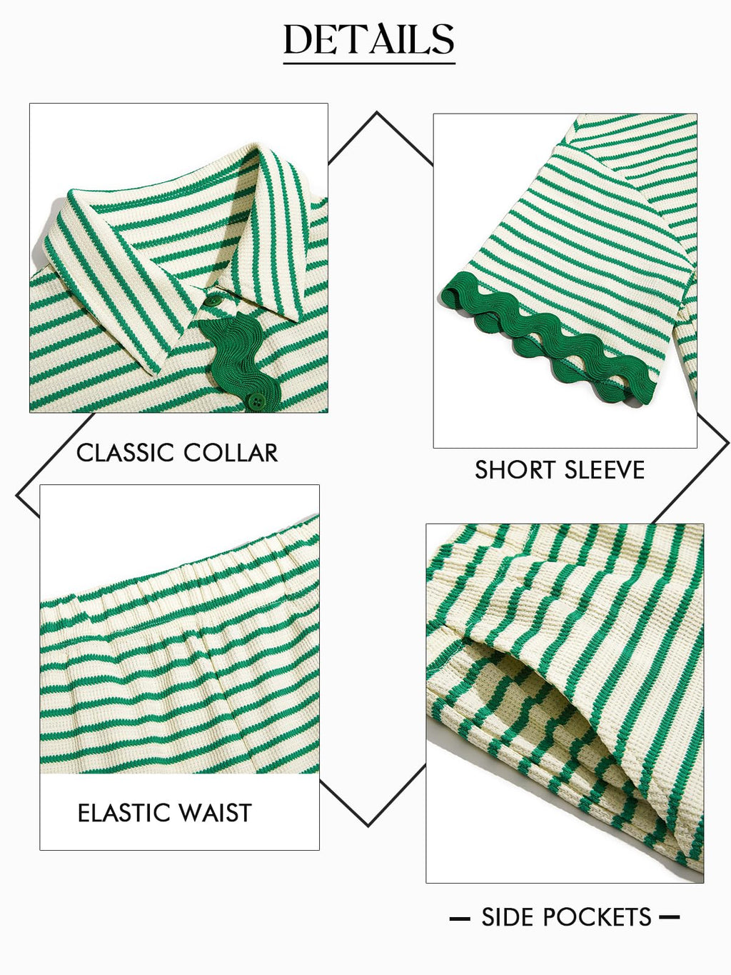 Tankaneo Womens 2 Piece Outfit Lounge Set Striped Summer Matching Sets | Summer, Short Sleeve, Button Down Shirts and Shorts, Lounge Set, Matching Sets