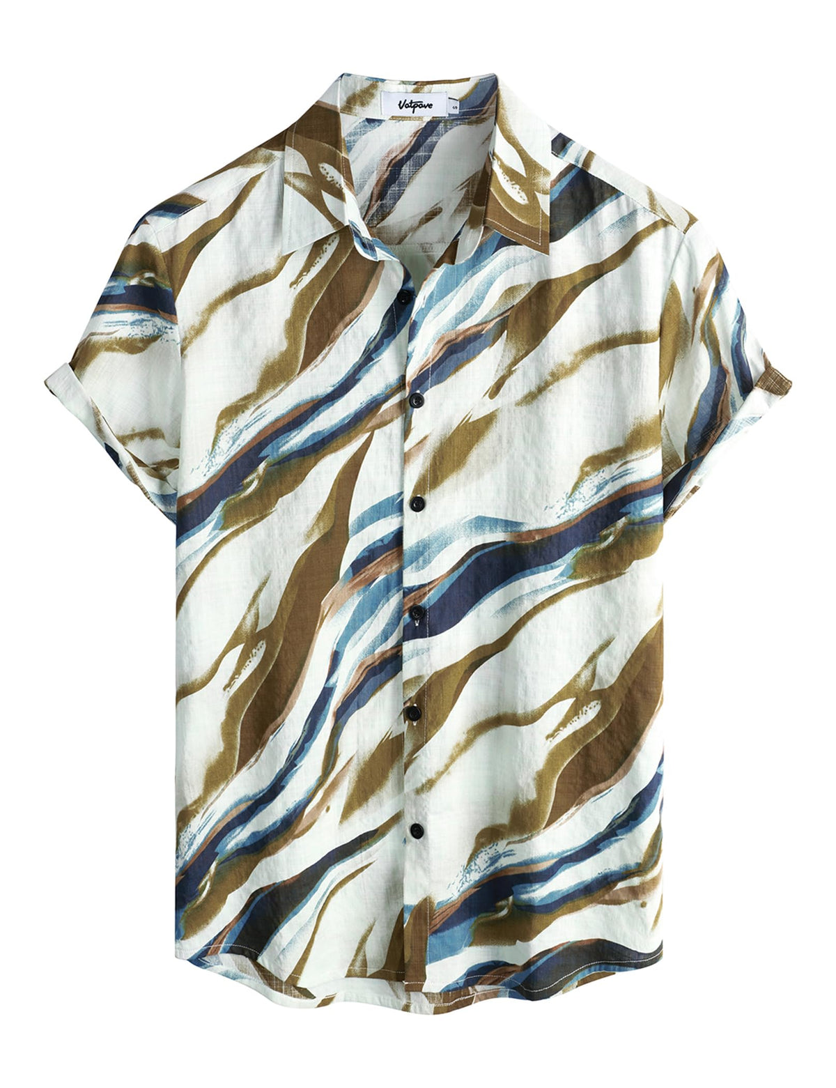 VATPAVE Mens Casual Hawaiian Shirt Short Sleeve Button Down Beach Shirts | Travel, Floral, Print, Vintage, Boho, Hippie, Lightweight, Breathable, Summer, Tropical, Vacation, Festival, Rave, Resort