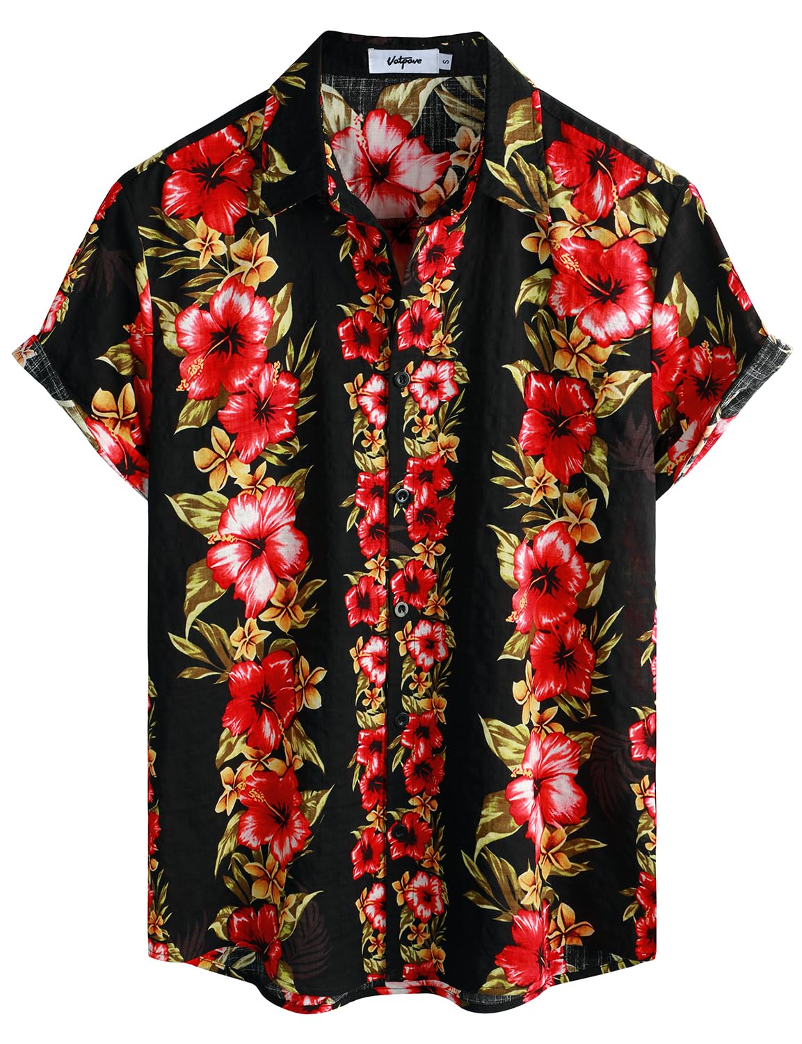 VATPAVE Mens Short Sleeve Button Down Shirts Summer Hawaiian Shirt | Casual Beach Resort Wear, Vintage, Floral Flower Tropical Print, Regular Fit, Holiday, Vacation, Country Concert